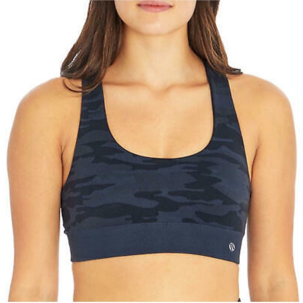 Marika Sport Performance Seamless Sports Bra Dry-Wik Dark Navy Camo NWT Sz L